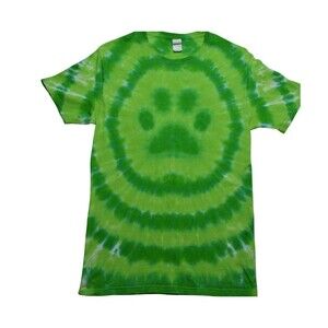 Tie Dye Unisex Small Green Paw Print Short Sleeve T-Shirt